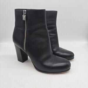 Michael Kors Margaret Women's Leather Heel Ankle Booties Side Zip Black Size 8.5